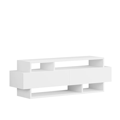 Mesa TV 125 cm. con 2 puertas abatibles. Color Blanco. (Alto 42 cm/Ancho 125 cm/Fondo 32 cm) von AlexandreHouse