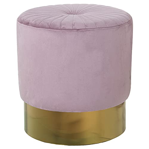 PUF TERCIOPELO ROSA C/BANDA ACERO DORADO 12CM °40X43CM, POLI╔STER/DM+PINO von AlexandreHouse