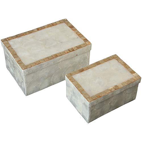 SET 2 CAJAS RECT. NÁCAR NATURAL MARCO TOSTADO_21X14X10+16X11X8CM von AlexandreHouse