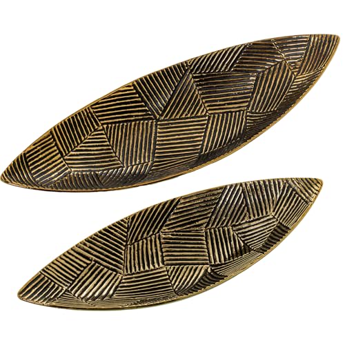 SET 2 CENTROS 21290 CERÁMICA DORADO NEGRO_57X19X11+47X16X9CM von AlexandreHouse