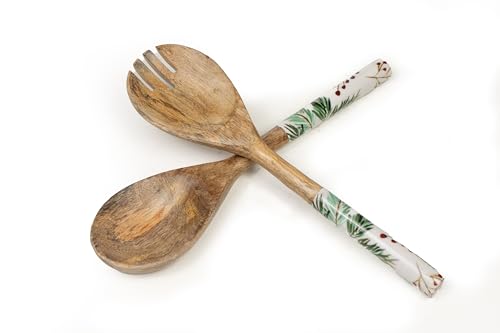 SET 2 CUBIERTOS SERVIR MADERA LACADA HOJAS von AlexandreHouse