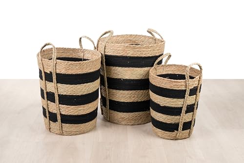 SET 3 CESTOS CUERDA RAYAS NEGRAS von AlexandreHouse