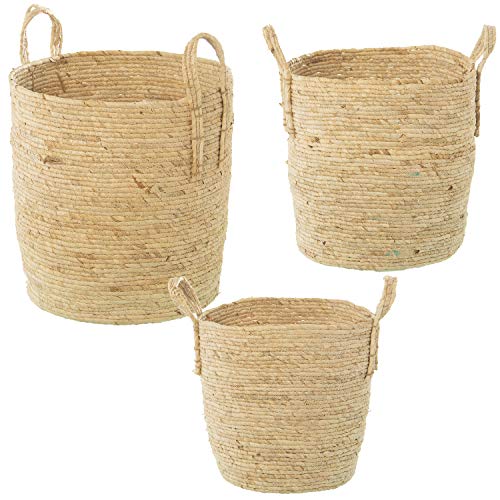 SET 3 CESTOS HOJAS DE MAIZ/HIERBA DE MAR NATURAL_°40X42CM °35X37CM °30X33CM von AlexandreHouse