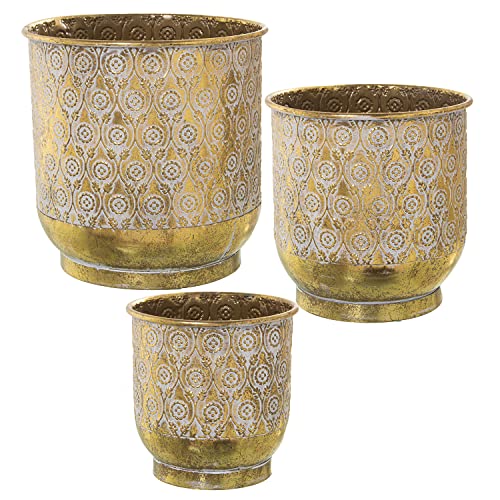 SET 3 MACETEROS METAL DORADO/BLANCO °33X33+°27X28+°23X23CM SET 3 MACETEROS METAL DORADO/BLANCO °33X33+°27X28+°23X23CM von AlexandreHouse