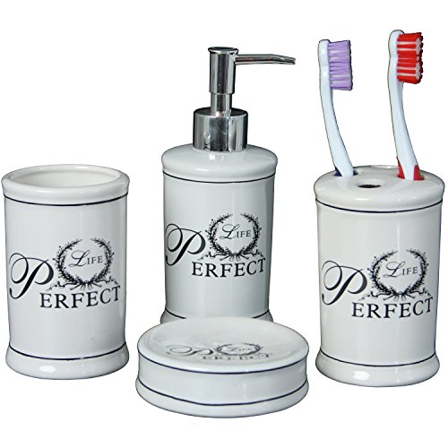 SET 4 PIEZAS BAÑO CERÁMICA C/CAJA REGALO DOSIFICADOR:°7X19CM von AlexandreHouse