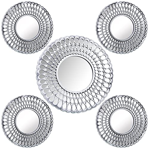 SET 5 ADORNOS PARED MELAMINA PLATEADA C/ESPEJOS 1X°39CM+4X°25CM von AlexandreHouse