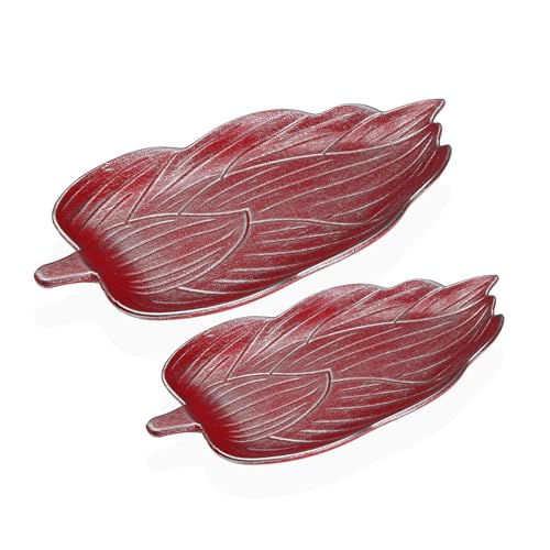 SET DE DOS CENTROS DE MESA ROJOS EN FORMA DE HOJA von AlexandreHouse