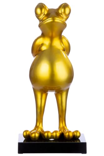 Sculpture, Frog, Synthetic resin, gold-colored, PU 1, L. 30 cm, W. 30 cm, H. 68 cm von AlexandreHouse