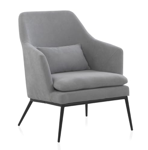 Sillón Tapizado Azul Claro Con Cojín Y Patas De Metal von AlexandreHouse