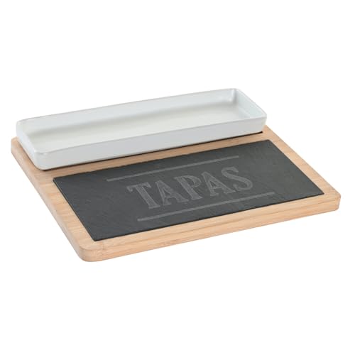 TABLA APERITIVO SET 3 BAMBU PIZARRA 24X7X2,5 TAPAS von AlexandreHouse