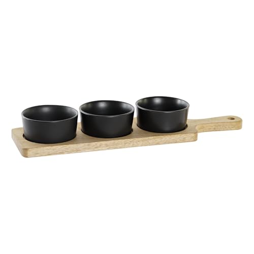 TABLA APERITIVO SET 4 ACACIA GRES 38X10X5,2 NEGRO von AlexandreHouse