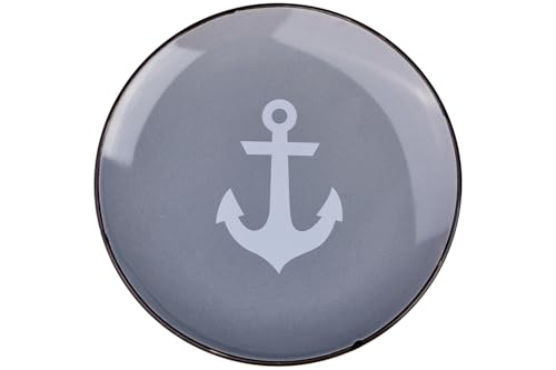 TASTE OF THE SEA - GREY DESSERT PLATE WITH WHITE ANCHOR von AlexandreHouse