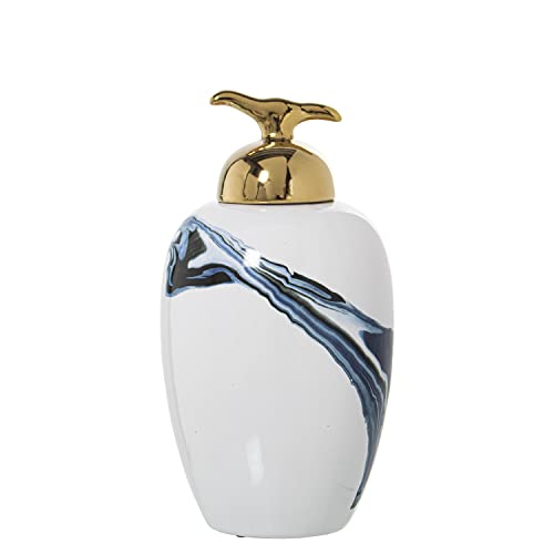 TIBOR CERÁMICA BLANCO/AZUL C/TAPA ORO °19X36CM TIBOR CERÁMICA BLANCO/AZUL C/TAPA ORO °19X36CM von AlexandreHouse