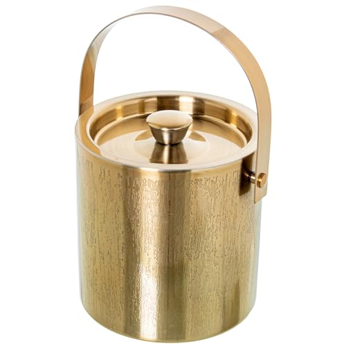 TUBITERA C/TAPA Y ASA ACERO INOX. ORO MATE, GRABADO LLUVIA_°15X16/26CM von AlexandreHouse