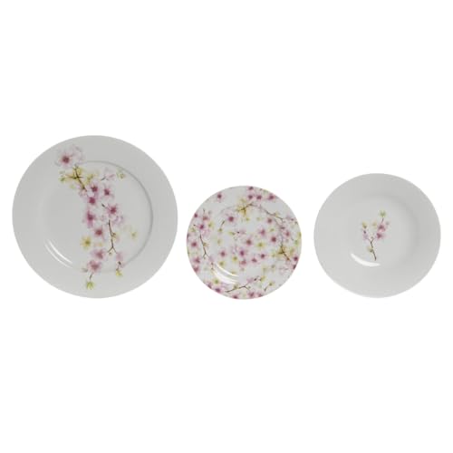 VAJILLA SET 18 PORCELANA 27X27X2 ALMENDRO ROSA von AlexandreHouse