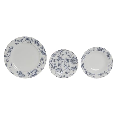 VAJILLA SET 18 PORCELANA 27X27X2 FLORAL AZUL von AlexandreHouse