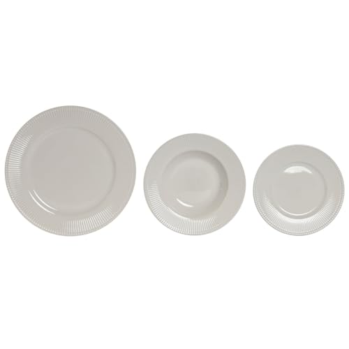 VAJILLA SET 18 PORCELANA 27X27X2 RAYAS BLANCO von AlexandreHouse