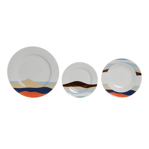 VAJILLA SET 18 PORCELANA 27X27X2 TEIDE AZUL von AlexandreHouse