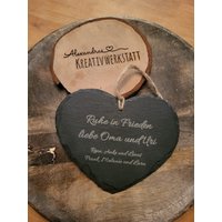 Personalisiertes Schieferherz 16x13, Beerdigung, Erinnerung, Ruhe in Frieden, Herzform, Grabdekoration, Trauer, Allerheiligen Personalisiertes Schieferherz 16x13, Beerdigung, Erinnerung, Ruhe in Frieden, Herzform, Grabdekoration, Trauer, Allerheiligen von AlexasKreativwerk