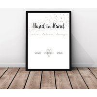 Poster Partner Ehe | Personalisiertes Hochzeitsgeschenk Hand in Ein Leben Lang Liebe Jahrestag Partnerschaft von AlexeSohnDesign