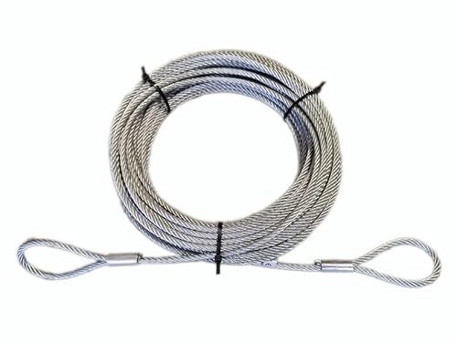 ALFA LOGISTIK Stahlseil 10mm Dicke 15m Länge - Stahlseil mit Ösen - Drahtseil mit Ösen – Zuverlässiges Stahlseil mit 2x Schlaufen – Seilspanngarnitur – Stark Seil von Alfa Logistik