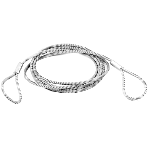 ALFA LOGISTIK Stahlseil 6mm Durchmesser 4m Länge - Stahlseil mit Ösen - Drahtseil mit Ösen - Stahlseil mit 2x Schlaufen - Seil von Alfa Logistik
