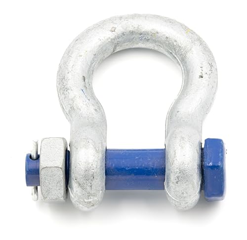 Schäkel 25t Tragfähigkeit 1 Stück mit Augbolzen mit Mutter und Splint - Schäkel Geschweift Form BX - Schäkel Hochfest - Stahl Feuerverzinkt Rundschäkel von Alfa Logistik