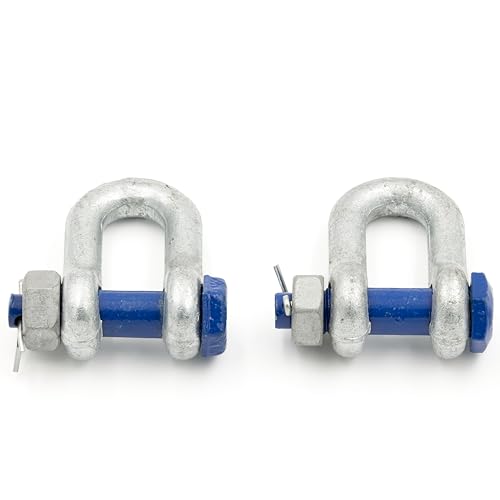 Schäkel 4,75t Tragfähigkeit 2 Stück Gerade mit Augbolzen mit Mutter und Splint - Geradschäkel Form DX - Schäkel Hochfest Stahl Feuerverzinkt - Hochfester Bügelschäkel - Lastschäkel - Hebeschäkel von Alfa Logistik