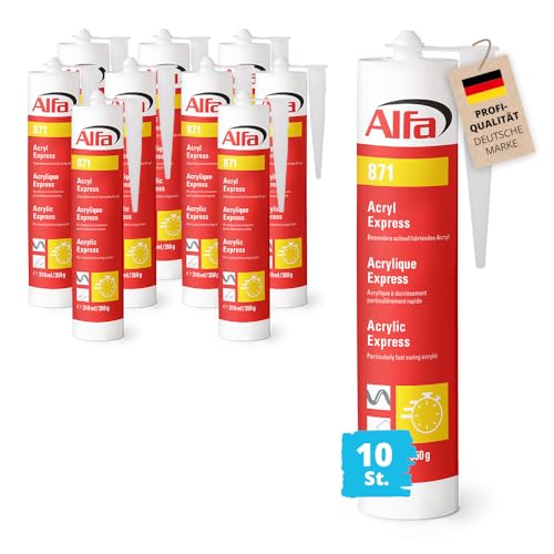 10x Alfa Acryl-Dichtstoff weiß 310 ml Profi-Qualität besonders schnell härtendes Maler-Acryl - nach 10 Minuten überstreichbar von Alfa