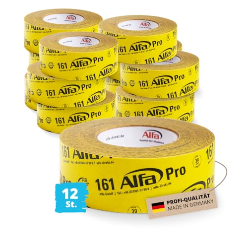 12x Alfa Pro Spezialklebeband 50 mm x 40 m Profi-Qualität Dampfbremsen Dampfsperren Dachfolien aggressiv klebendes luftdichtes Folienklebeband/Systemklebeband von Alfa