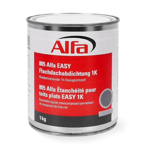 1 kg Alfa Flachdachabdichtung Easy 1K Profi-Qualität in 1 kg Dose Flüssigdichtstoff Dach- & Garagenabdichtung Terrasse Carport für vertikale und horizontale Oberflächen von Alfa