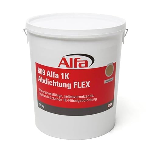 25kg Alfa 1K Flachdach-Abdichtung flexibel Kieselgrau für Flachdach, Garagendach und weitere Dächer von Alfa