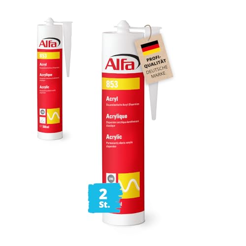 2x Alfa Acryl-Dichtstoff 310 ml weiß Profi-Qualität universelle Anwendung, Profi-Qualität, Maler-Acryl, witterungsbeständig, geruchlos, lösemittelfrei, stark haftend von Alfa