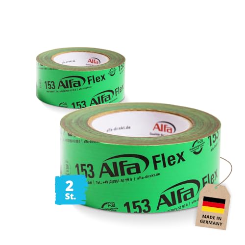 Alfa 2x Flexibles Hochleistungsklebeband 50 mm x 25 m Profi-Qualität Dampfbremsen Dampfsperren Dachfolien geschmeidiges Folienklebeband/Systemklebeband von Alfa