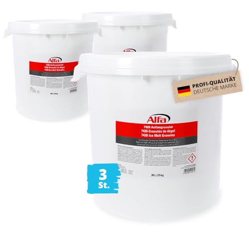 3x Alfa Auftaugranulat 25 kg (30 l) Eisweg Winter Streugranulat bis -40 °C - Alternative zu Streusalz/Streusplitt, umweltschonend und tierverträglich von Alfa