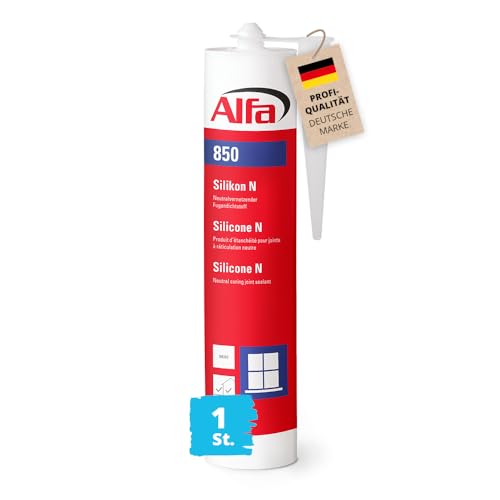 1x Alfa Bau-Silikon 300 ml Weiß UV- & witterungsbeständig - Qualitäts-Dichtstoff - Fugendichtstoff - Sanitär von Alfa