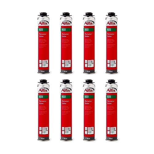 8x Alfa Perimeterkleber (1k) 750ml Profi-Qualität einkomponentiger Klebeschaum Baustoffklasse B2 hervorragende Wärmedämmung geringe Ausdehnung von Alfa