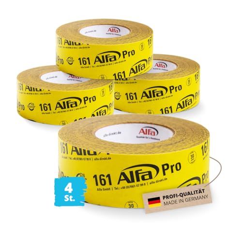 Alfa 4x Pro Spezialklebeband 50 mm x 25 m Profi-Qualität Dampfbremsen Dampfsperren Dachfolien aggressiv klebendes luftdichtes Folienklebeband/Systemklebeband von Alfa