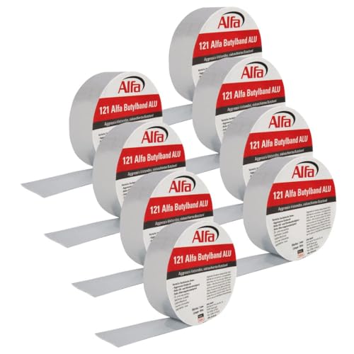 Alfa 8x Alu- kaschiertes Butylklebeband 75 mm x 10 m wetterfestes Dichtungsband für ein dauerhaftes Abdichten von Dachanschlüssen Stößen und Wohnwägen von Alfa