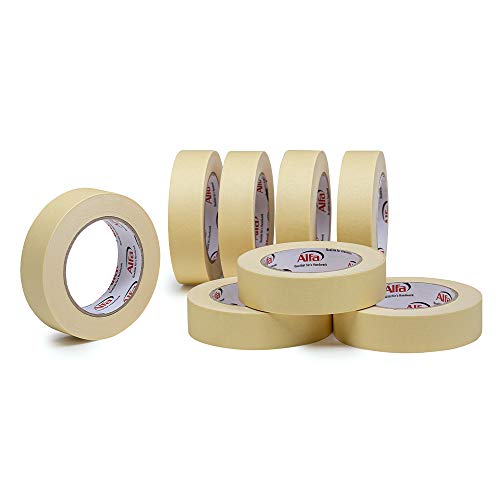 Alfa 8x Feinkrepp EASY 30 mm x 50 m - Hochwertiges, nässeresistentes, reißfestes Malerfeinkrepp von Alfa