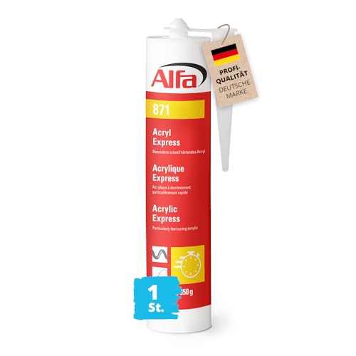 Alfa Acryl-Dichtstoff weiß 310 ml Profi-Qualität besonders schnell härtendes Maler-Acryl - nach 10 Minuten überstreichbar von Alfa