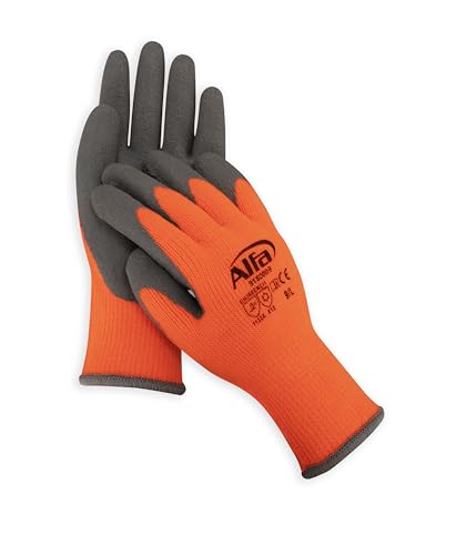 Alfa 60 Paar Arbeitshandschuh Winter Grip Gr.10 (XL) Profi-Qualität schützt vor Kälte, Flüssigkeitsdicht, atmungsaktiv, EN 511, orange/schwarz von Alfa