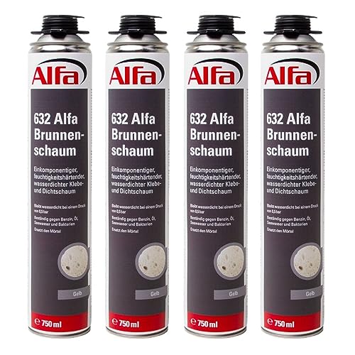 4x Alfa Brunnenschaum 750 ml Profi-Qualität Polyurethanschaum wasserdichter Montageschaum Bauschaum Pistolenschaum von Alfa