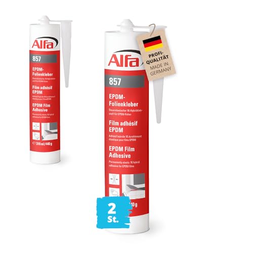 2x Alfa EPDM Kleber 310 ml Profi-Qualität schwarz elastischer EPDM-Folienkleber zum Verkleben von EPDM-Folie und anderen Dichtfolien von Alfa