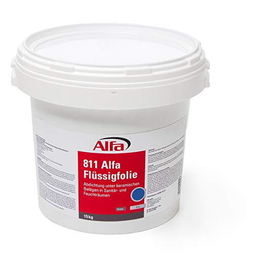Alfa Flüssigfolie blau 15 kg - Abdichtung unter keramischen Belägen in Sanitär- und Feuchträumen, Dichtmasse Fliesenabdichtung Badabdichtung Küchenabdichtung Dichtfolie von Alfa