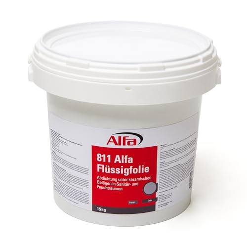 Alfa Flüssigfolie grau 15 kg - Abdichtung unter keramischen Belägen in Sanitär- und Feuchträumen, Dichtmasse Fliesenabdichtung Badabdichtung Küchenabdichtung Dichtfolie von Alfa