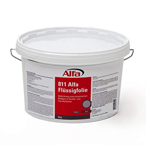 Alfa Flüssigfolie grau 5 kg - Abdichtung unter keramischen Belägen in Sanitär- und Feuchträumen, Dichtmasse Fliesenabdichtung Badabdichtung Küchenabdichtung Dichtfolie von Alfa