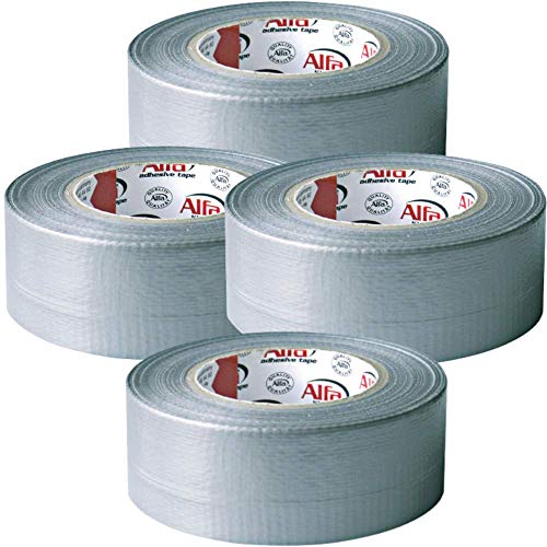 Alfa 4x Gewebeband 38mm x 50m Profi-Qualität gewebeverstärktes Duct Tape Panzertape zum Reparieren, Befestigen, Bündeln, Verstärken, Abdichten - Grau von Alfa