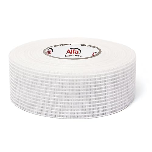 Alfa Gitterband 50 mm x 90 m | Fugendeckstreifen selbstklebend | Glasfaserband, Fugenband für Risse und Löcher | Bewehrungsstreifen für Stoßkantenüberbrückung | Trockenbau von Alfa