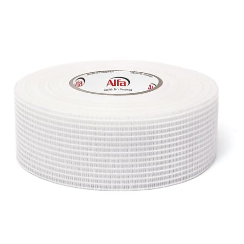 Alfa Gitterband | Fugendeckstreifen selbstklebend | Glasfaserband, Fugenband für Risse und Löcher | Bewehrungsstreifen für Stoßkantenüberbrückung | Trockenbau (1, 100 mm x 90 m) von Alfa